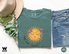 Think Happy Thoughts, Sunflower Tee, Wildflower Tshirt, Oversized Boho Shirt, Floral Tshirt, Gift for Women, Ladies Shirts, Best Friend - 7.jpg