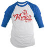 Shirts By Sarah Men's Patriotic 'Merica Est 1776 Eagle Distressed 34 Sleeve Raglan Shirt 4th July Shirt - 1.jpg