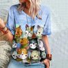 Women's T Shirt Anime Cat Graphic Girl Clothes Summer V-neck Short Sleeve Tees Female Streetwear Oversized Blouse - 9.jpg