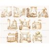 Baby Shower watercolor interiors of children's rooms in beige tones in anticipation of a baby. children's rooms with cribs, soft teddy bear toys, closets with t