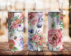 Girls Floral Unicorns 20oz Straight Tumbler Wrap Seamless Design PNG.jpg