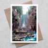 Landscape 5 Miniature  Original watercolor painting postcard  A5  birthday waterfall water brown blue green_2.jpg