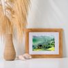 Landscape 7 Miniature  Original watercolor painting postcard  A5  birthday house haystack village brown green yellow_3.jpg