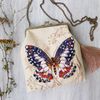 Butterfly herbs linen eco bag hand embroidery