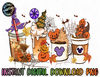 Halloween PNG Sublimation, Fall latte PNG, Cute Scary Horror Iced Coffee Pumpkin Spice Autumn Digital File Sublimation Design Hand Drawn Png - 1.jpg