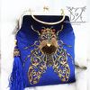 Golden heart fur beetle embroidery velvet evening bag ney year gift.jpg