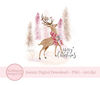 Winter Stag Pink Christmas PNG, Forest Sublimation Design, Pink Gold Christmas Card Design, Santa Sack Design, Instant Digital Download - 1.jpg