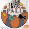 Hello Fall SVG - Pumpkin Door Hanger SVG - Laser Cut Files - Pumpkin Svg - Crow Svg - Hello Fall Svg - Welcome Sign Svg - Front Door Sign - Glowforge Files - sv