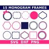 Monogram SVG Bundle, 15 Monogram Frames, School Monogram Frames, Digital Download, Cut Files, Sublimation (15 individual svgdxfpng files) - 1.jpg