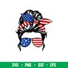 4th of July Messy Bun Hair, 4th of July Messy Bun Hair Svg, 4th of July Svg, Patriotic Mom Svg, Independence Day Svg, Dxf, Png, Eps File.jpeg