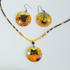 Round earrings and a merry Halloween pendant. Hand - painted . Costume Jewelry Set (3).jpg