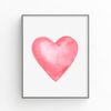 Watercolor pink heart printable