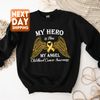 My Hero Is Now My Angel Childhood Cancer Awareness Sweatshirt, Motivational Hoodie, Gold Ribbon Crewneck, Cancer Support Tee - 3.jpg