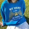 My Hero Is Now My Angel Childhood Cancer Awareness Sweatshirt, Motivational Hoodie, Gold Ribbon Crewneck, Cancer Support Tee - 5.jpg