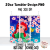 Baby Ariel Little Mermaid 20oz  Skinny Tumbler Sublimation Wrap PNG, Waterslide, UV DTF,  Digital Instant Download