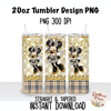 Minnie Mouse Burberry Fashion 20oz Skinny Tumbler Sublimation Wrap PNG, Waterslide, UV DTF,  Digital Instant Download