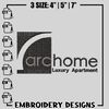 Archome Luxury Apartment Logo embroidery design