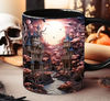 3D Halloween Landscape Pink Haunted House Mug Wrap, 3D Halloween Cracked Hole Mug Wrap, 11oz 15oz Mug Wrap, 3D Floral Mug Sublimation - 1.jpg