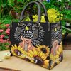 African American Black Queen Girl Sunflower Personalized Name Purse Tote Bag Handbag For Women, Customized Black Queen Women Leather Handbag - 1.jpg