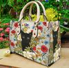 Black Cat Beautiful Floral Women leather Bag,Black Cat Woman Handbag,Black Cat Women Bag and Purses,Custom Leather Bag,Black Cat Lovers Gift - 2.jpg