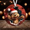 3D Bear Christmas Ornament Sublimation PNG, Instant Digital Download, Christmas Round Ornament Break through Teddy Bear Ornament PNG - 1.jpg