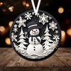 3D Snowman Christmas Ornament Sublimation PNG, Instant Digital Download, Christmas Round Ornament PNG Black and White Snowman Ornament - 1.jpg