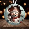 3D Snowman Christmas Ornament Sublimation PNG, Instant Digital Download, Christmas Round Ornament PNG Break through Snowman Ornament - 1.jpg