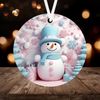 3D Snowman Christmas Ornament Sublimation PNG, Instant Digital Download, Christmas Round Ornament PNG Pastel Snowman Ornament - 1.jpg