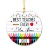 Personalized Crayon Teacher Christmas Ornament, Christmas Gift for Teachers, Christmas Bauble 2023, Xmas Tree Hanging, Teacher Appreciation - 2.jpg