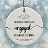 Engaged Christmas Ornament, Custom Greenery Engagement Keepsake, Personalized First Christmas Engaged, Classic Engaged Ornament Gift - 4.jpg