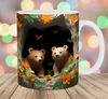 3D Bears Hole In A Wall Mug Wrap, 11oz & 15oz Mug Template, Mug Sublimation Design, Flowers Mug Wrap Template, Instant Digital Download PNG - 1.jpg