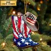 Cowboy Boots And Hat Ornament, Christmas Ornament Gift for Cowboy, Personalized Cowboy Ornaments, Western Cowboy Personalized Christmas - 1.jpg