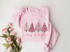 Merry & Bright Pink Christmas Trees Sweatshirt, Cute Christmas Sweatshirt, Women's Holiday Sweater, Winter Sweatshirt, Christmas Shirt - 3.jpg