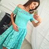 Prom dress Turquoise lace dress with a skirt of different lengths and short Sleeves.jpg