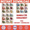 26 Files 3D Cartoon Movie Christmas Break Through Ornament Sublimation PNG, Instant Digital Download, Christmas Round Ornament PNG.jpg