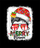 Merry Mama Christmas Lights Messy Bun Mom Life Buffalo Plaid T-Shirt_1.jpg