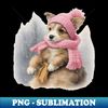 WA-20231117-942_Adorable cute puppy wearing a pink hat and scarf 9399.jpg
