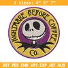 Nightmare before coffee Embroidery design, jack skellington Embroidery, Embroidery File, Horror design, Digital download.jpg
