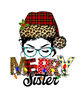 Messy Bun Merry Christmas Sister Leopard Buffalo Xmas Lights T-Shirt copy.jpg