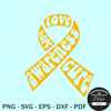 Childhood cancer awareness ribbon SVG, gold cancer ribbon SVG, peace love cure SVG.jpg