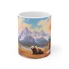 Mountains and Bear Coffee Mug  Nature Inspired  Outdoor Design  Watercolor Mountain Scene  Dad Gift  Nature Lover Gift  Hunter Gift.jpg
