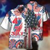 4th Of July Patriotic American Flags Pattern Aloha Hawaiian Beach Summer Graphic Prints Button Up Shirt.jpg