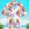 Golden Retriever 4th Of July Patriotic American Flags Aloha Hawaiian Beach Summer Graphic Prints Button Up Shirt.jpg