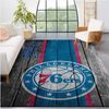 Philadelphia 76ers Nba Team Logo Wooden Style Nice Gift Home Decor Rectangle Area Rug.jpg