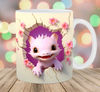 3D Axolotl Mug Wrap, 11oz & 15oz Mug Template, Flower Mug Sublimation Design, Hole In A Wall Mug Wrap Template, Instant Digital Download PNG.jpg