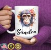 Monkey Mug - Personalized Monkey Gift - Monkey Coffee Mug - Monkey Fan Gift - Monkey Lover Mug - Monkey Birthday Gift - Jungle Party Gift.jpg