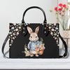 Easter Handbag, Bunny Design Purse, Spring Flower Handbag, Ladies Leather Handbag, Unique Easter Handbag, Bunny and Floral handbag, 2.jpg