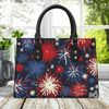 July 4thMemorial Day fireworks design ladies handbag, Patriotic vegan leather purse, Summer red white and blue bag, USA faux leather bag.jpg