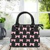 Pink Bow Coquette Design Handbag, black Handbag, Dark Coquette Small Ladies Leather Purse, Ladies black purse, Spring handbag with pink bow.jpg