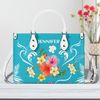 Personalized Tropical Print Handbag, Personalized Purse, Vacation Handbag, Travel Purse, Summer Handbag, Plumeria Design Handbag.jpg